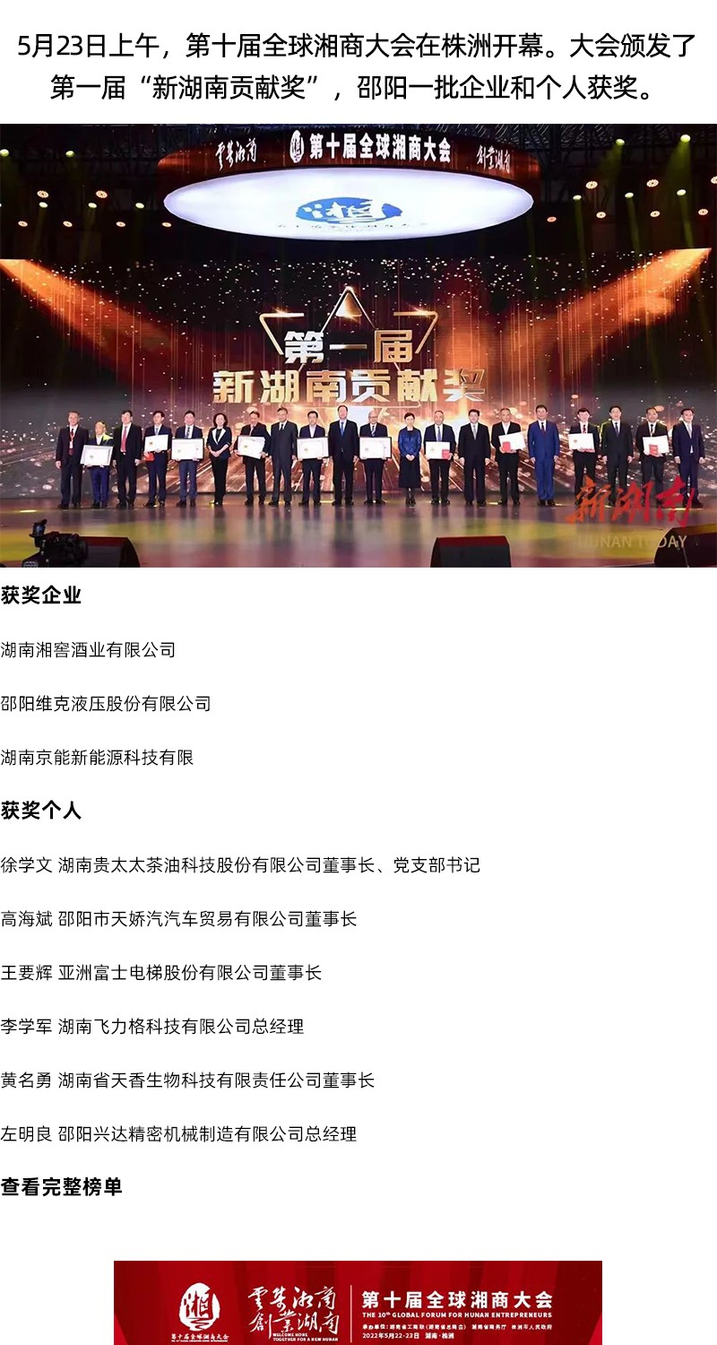 全省表彰！邵陽這些企業(yè)和個人獲獎